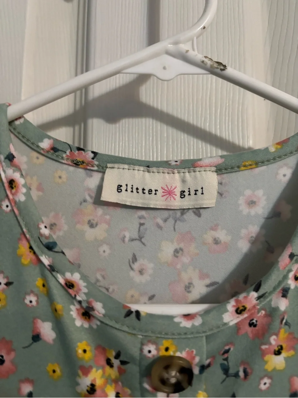 Girls' Floral Tiered Short Sleeve Dress - Mint Green by Silvers + Co